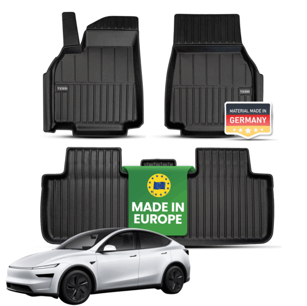 meryll 3-teiliges Premium Gummimatten-Set für Tesla Model Y 2025 – 77% Recycling, Wasserdicht, Passgenau
