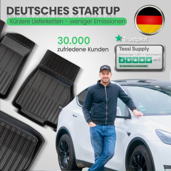 meryll 3-teiliges Premium Gummimatten-Set für Tesla Model Y 2025 – 77% Recycling, Wasserdicht, Passgenau - Image 2