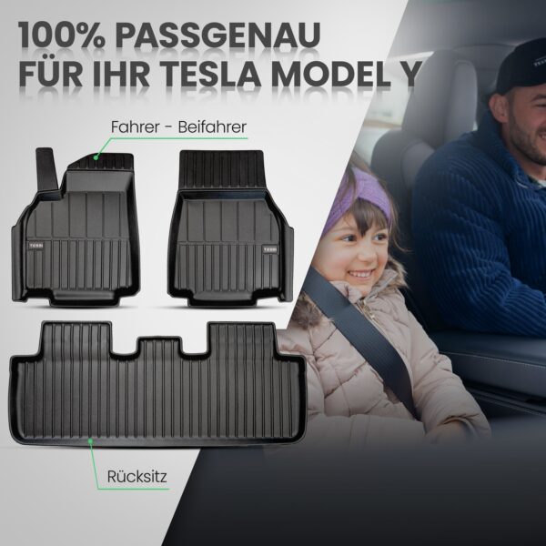 meryll 3-teiliges Premium Gummimatten-Set für Tesla Model Y 2025 – 77% Recycling, Wasserdicht, Passgenau - Image 4